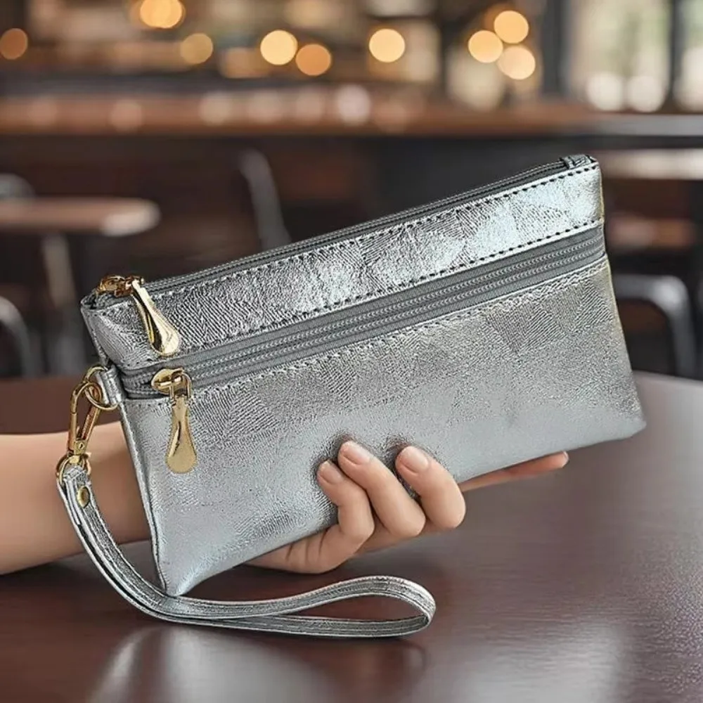 Cartera larga gran capacidad con cremallera y correa para muñeca - imagen 4