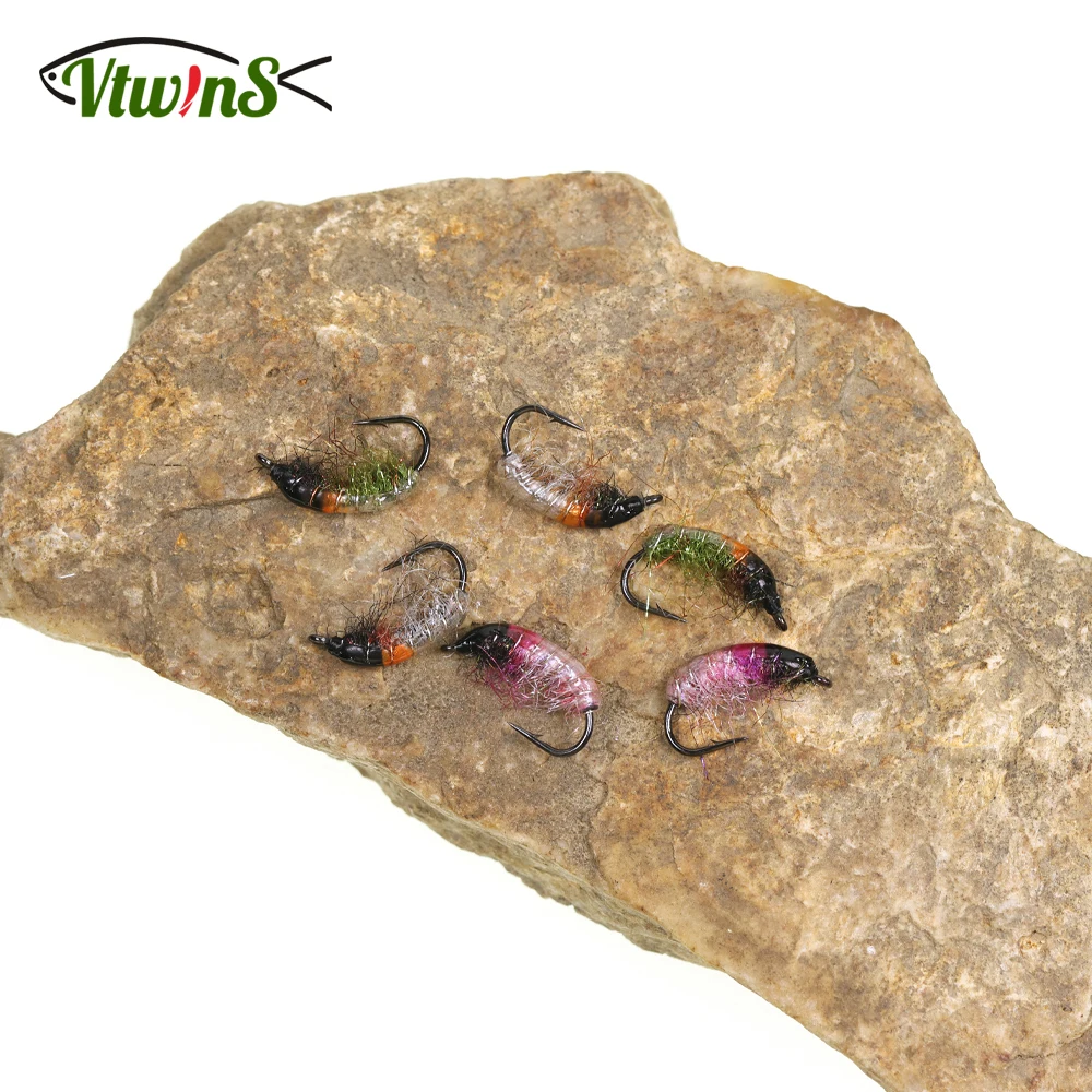 Vtwins Moscas de pesca con mosca para trucha, ninfa checa Scud - imagen 3