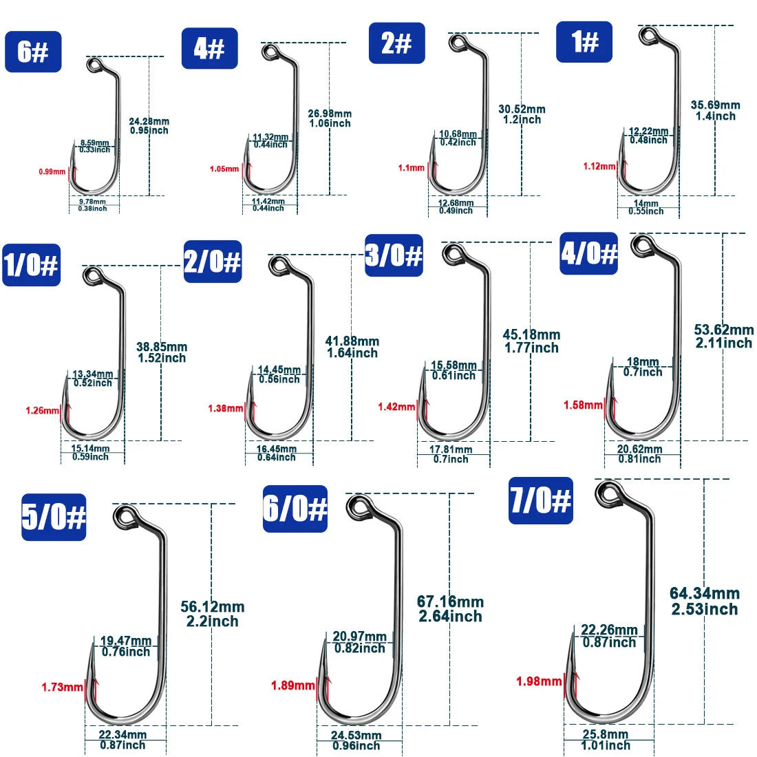 Anzuelo Jig Head 60° vástago largo Aberdeen para pesca salada - imagen 3
