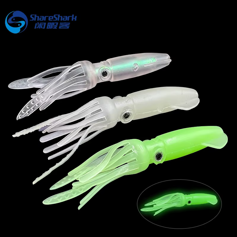 Señuelos blandos de silicona con falda de calamar – Swimbait brillante para depredadores