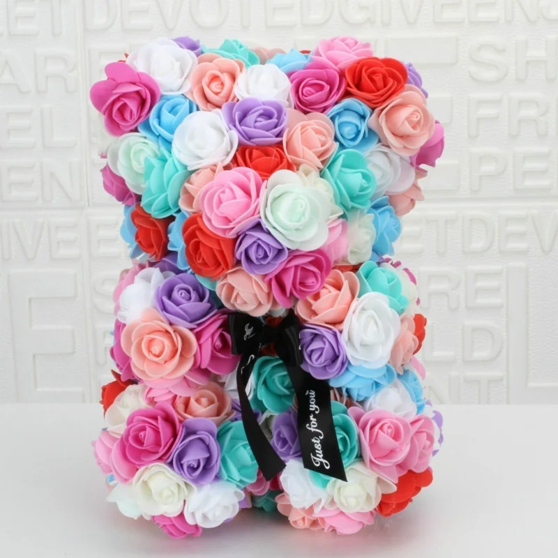 Oso de rosas eternas para San Valentín – Peluche floral decorativo - imagen 5