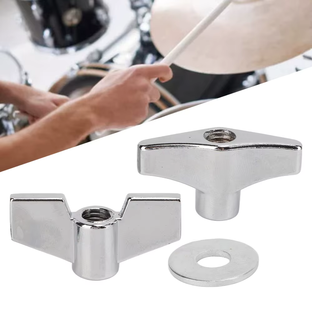 Tuercas Alas Metálicas Plateadas para Platillo – Pack 6 Piezas Accesorios Batería - imagen 4