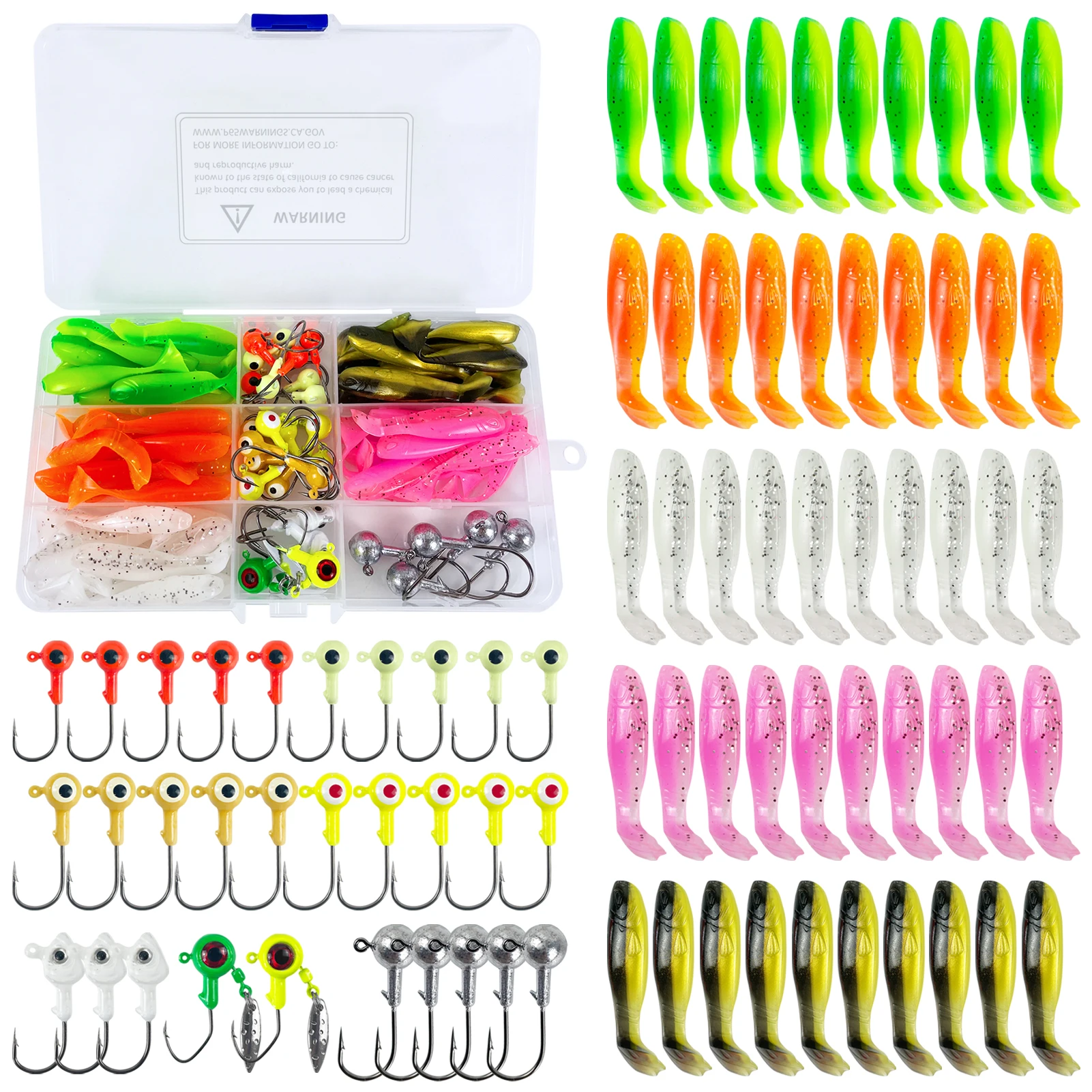 Señuelos blandos en kit con colores dobles