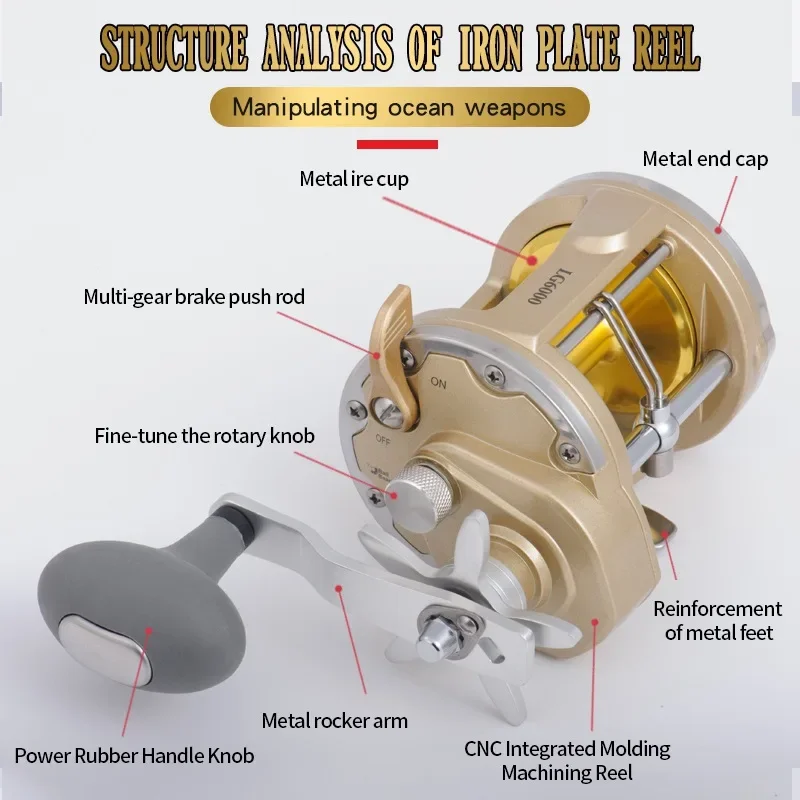 Carrete de pesca para barco mar Jigging lento, arrastre fuerte - imagen 4