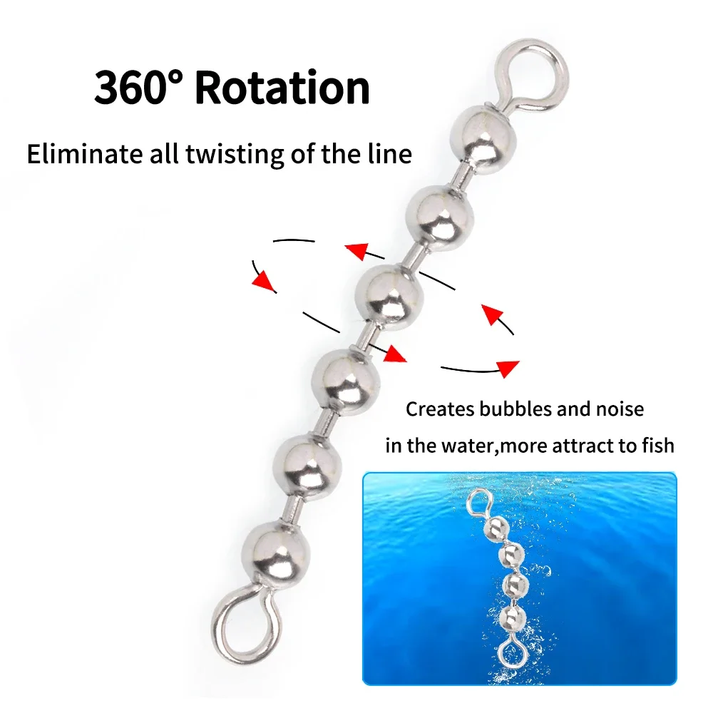 Cadena de bolas de acero inoxidable para pesca - Conectores giratorios - imagen 2