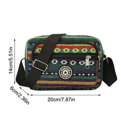 Bolso Bandolera Vintage de Nailon con Estampado a Rayas