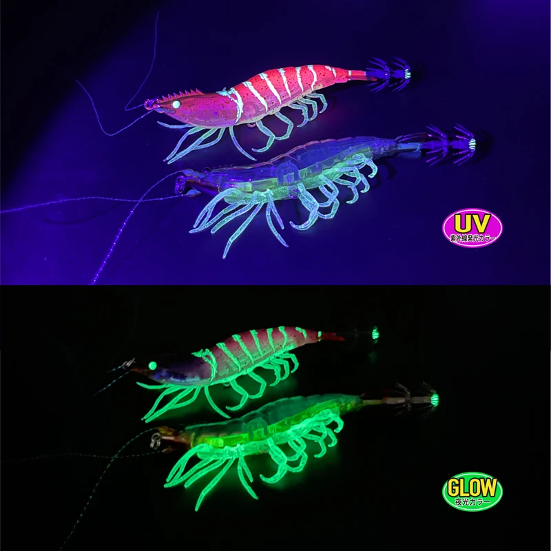 Señuelo Egi luminoso para calamar, hundimiento lento tipo camarón