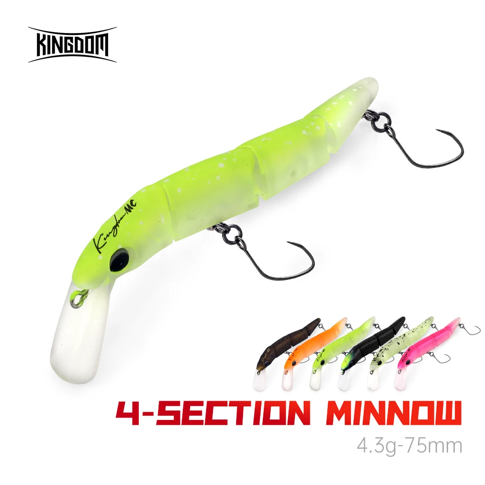 Wobbler Minnow Kingdom de hundimiento lento con un solo gancho