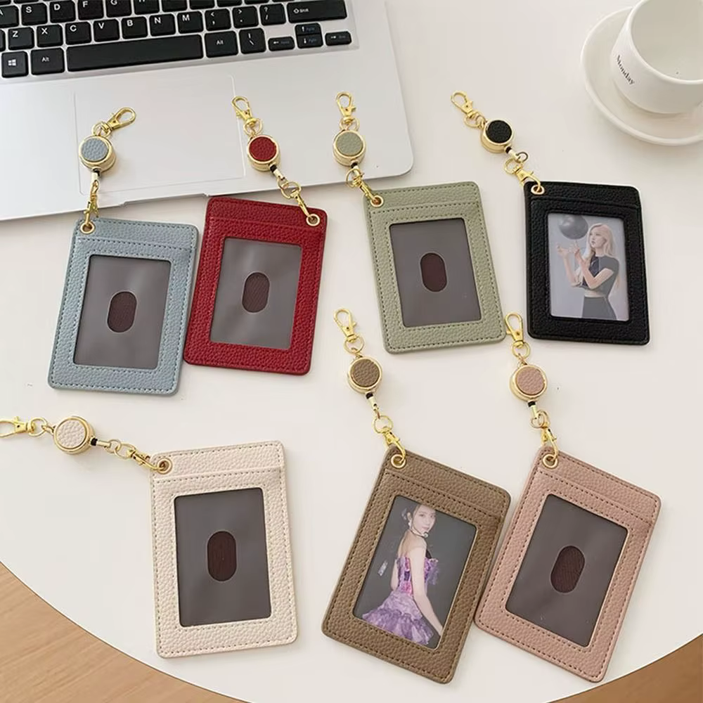 Porta tarjetas retráctil de PU con ventana transparente protector - imagen 5