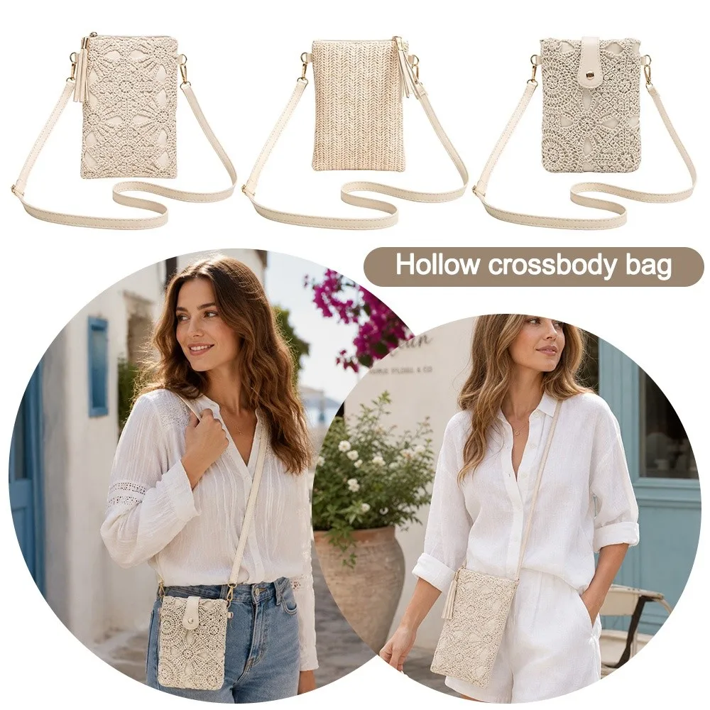 Bolso bandolera tejido estampado para mujer, multicolor y ligero