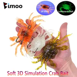 Bimoo Señuelo de cangrejo 3D con anzuelo doble para pesca marina