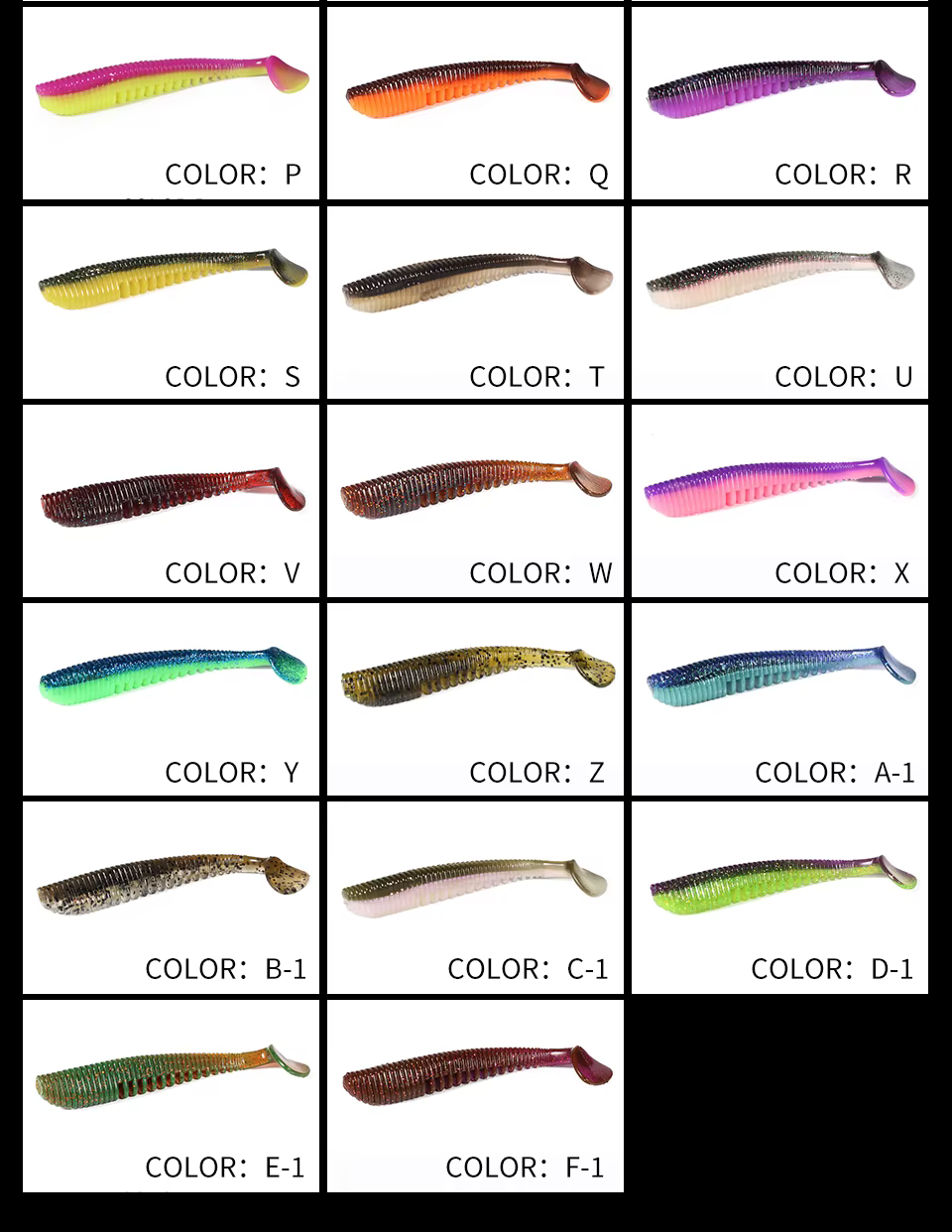 Comparativa de tamaños y colores disponibles en el kit