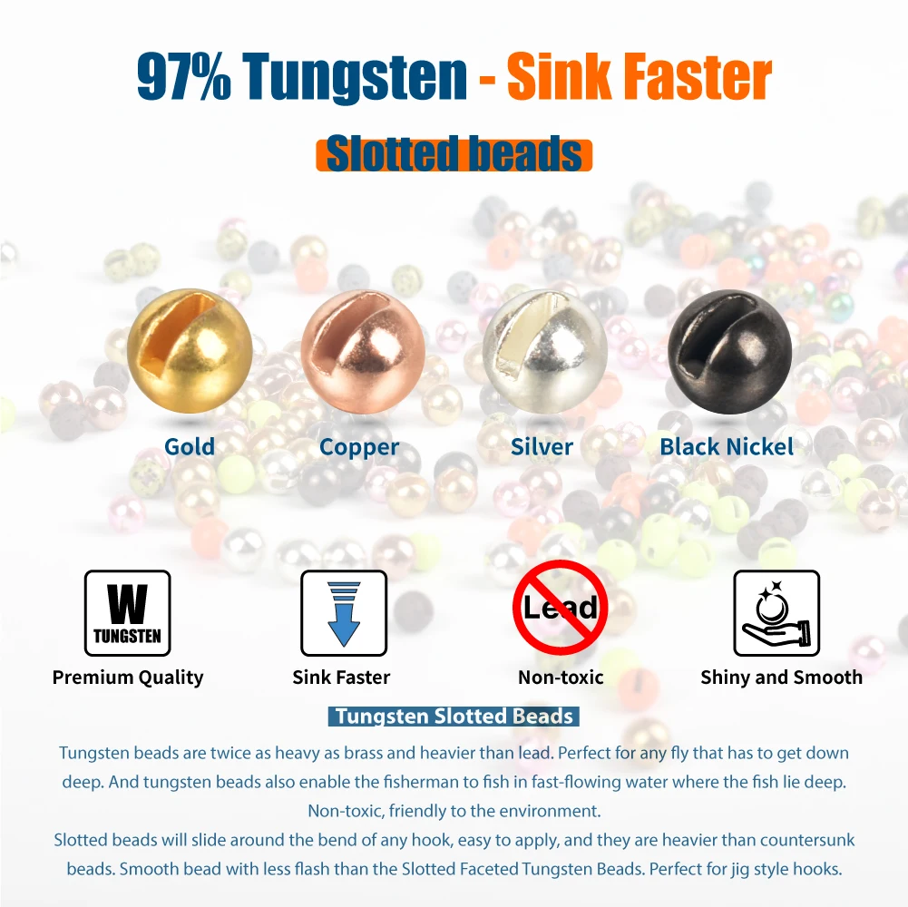 Muunn cuentas ranuradas de tungsteno para atado de moscas y señuelos - imagen 2