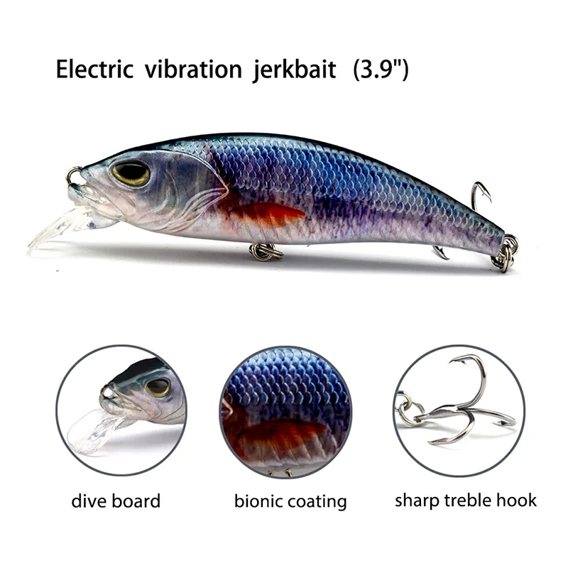 Jerkbait con vibración mecánica electrónica LED para agua salada - imagen 4