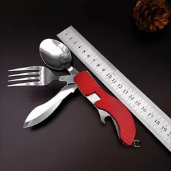 Set Cubertería Plegable Acero Inoxidable para Camping y Pesca