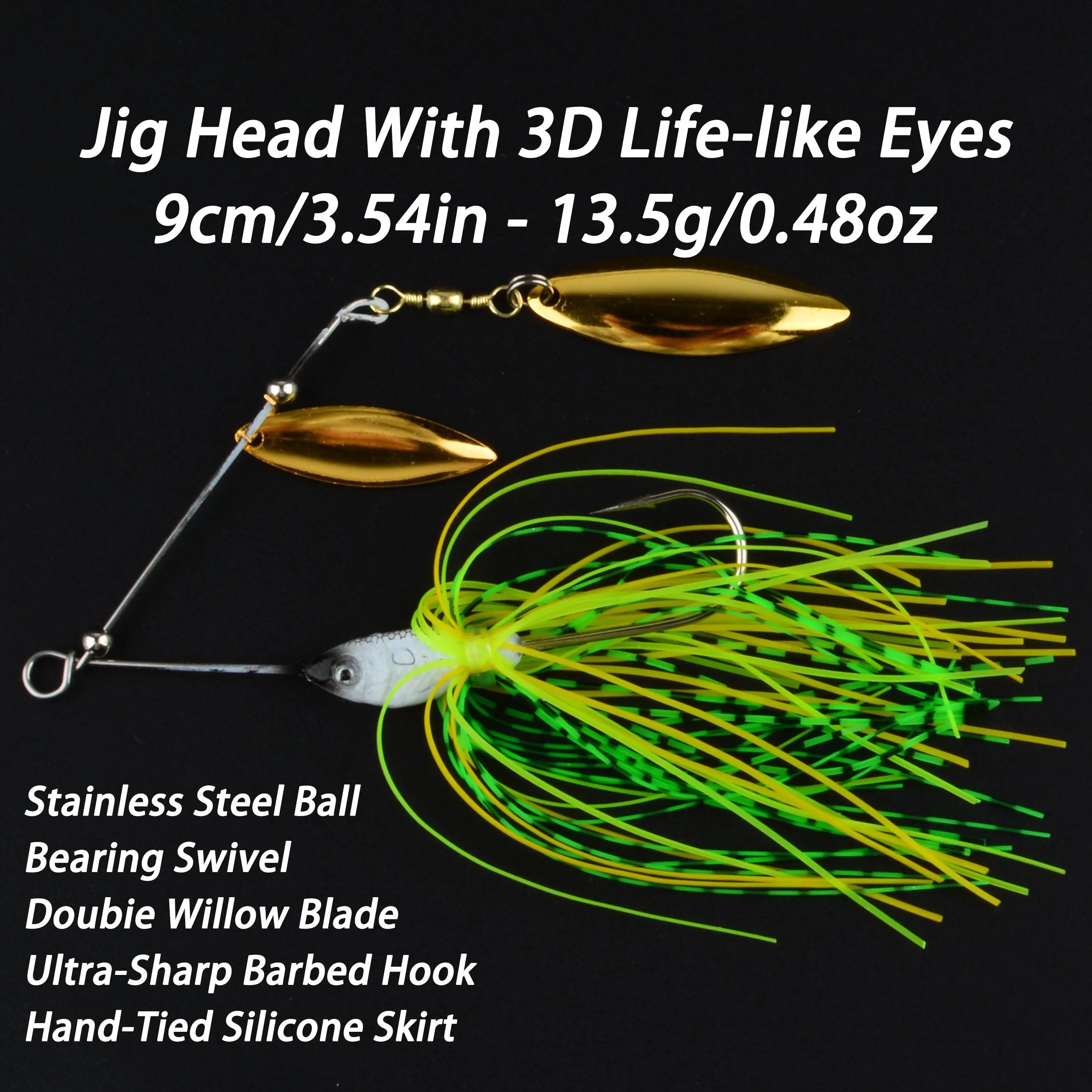 Detalle del anzuelo y la cuchara giratoria del spinnerbait