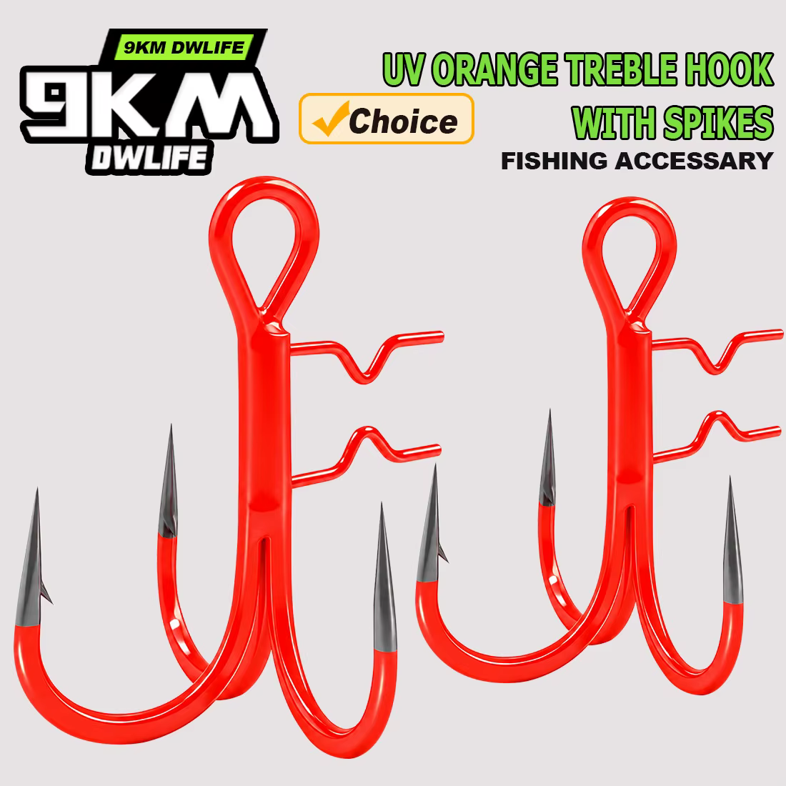 Anzuelo Triple UV Naranja 9KM – Para Sting Rig y Vinilos