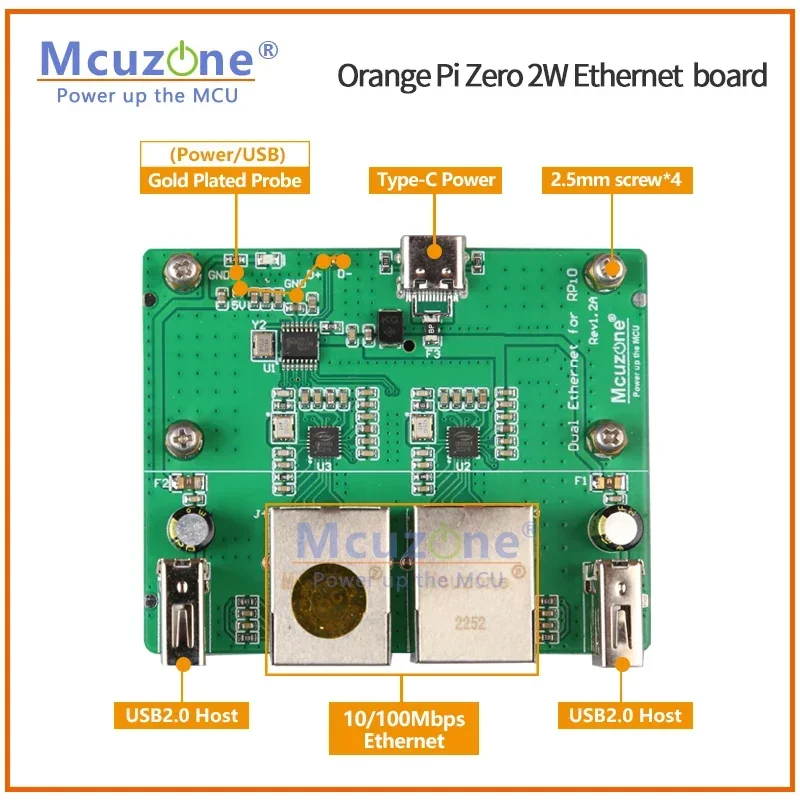 Placa Ethernet dual Orange Pi Zero 2W con host USB - imagen 4
