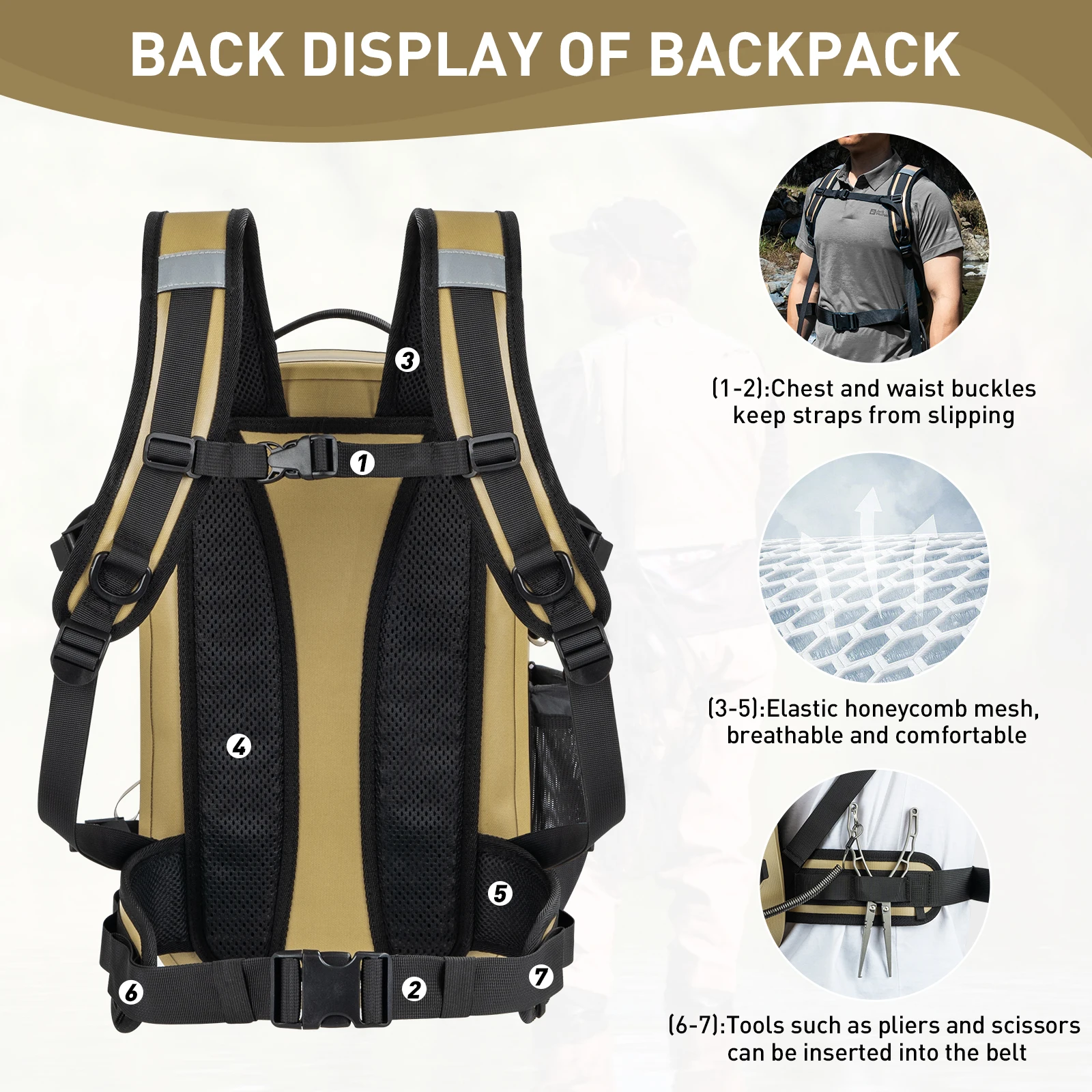Mochila puesta en modelo durante actividad de senderismo