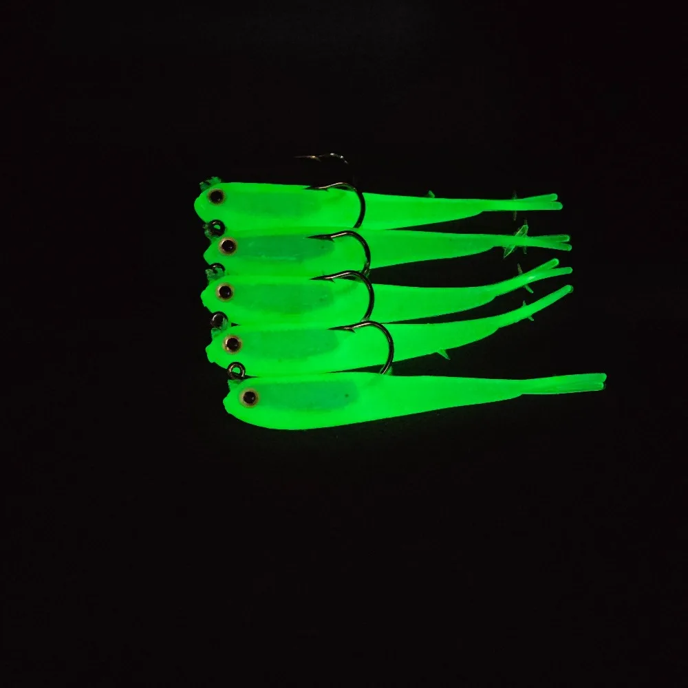 Ackibbik Señuelos de vinilo brillantes con anzuelo para agua salada - imagen 4