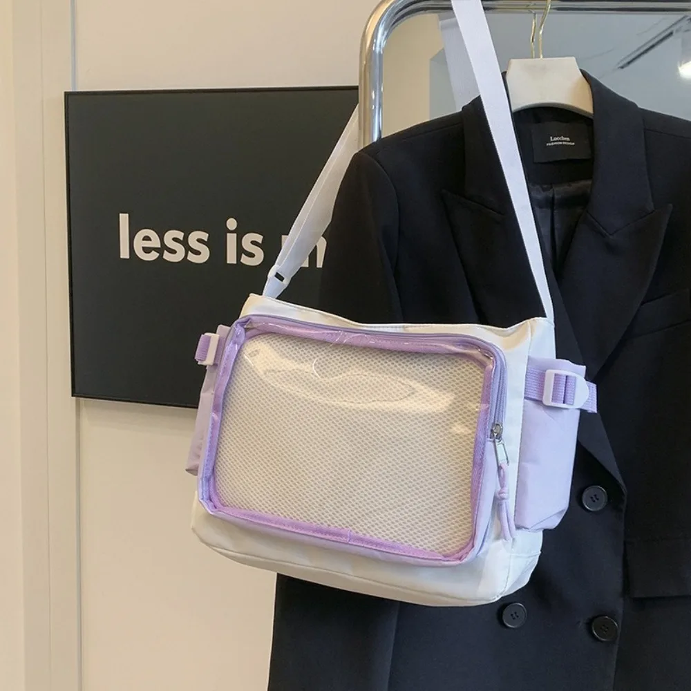 Bolso de hombro transparente gran capacidad lona estilo universitario - imagen 4