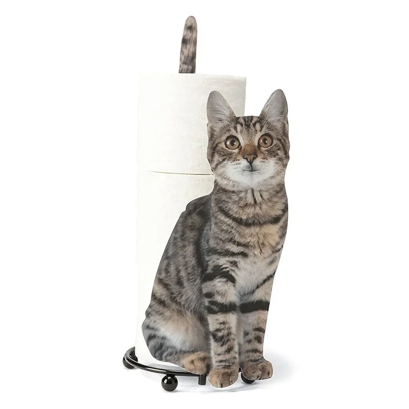 Soporte de papel higiénico en forma de gato en entorno real