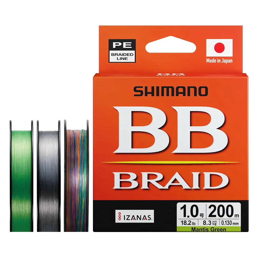 Carrete de línea trenzada SHIMANO BB BRAID 4X disponible en 150, 200 y 300 metros