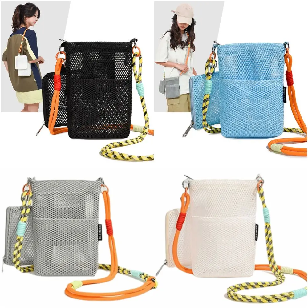 Bolso cruzado de malla multicolor ligero con mini bolso - imagen 5