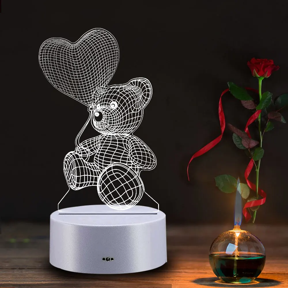 Luz nocturna LED 3D con placa acrílica grabada