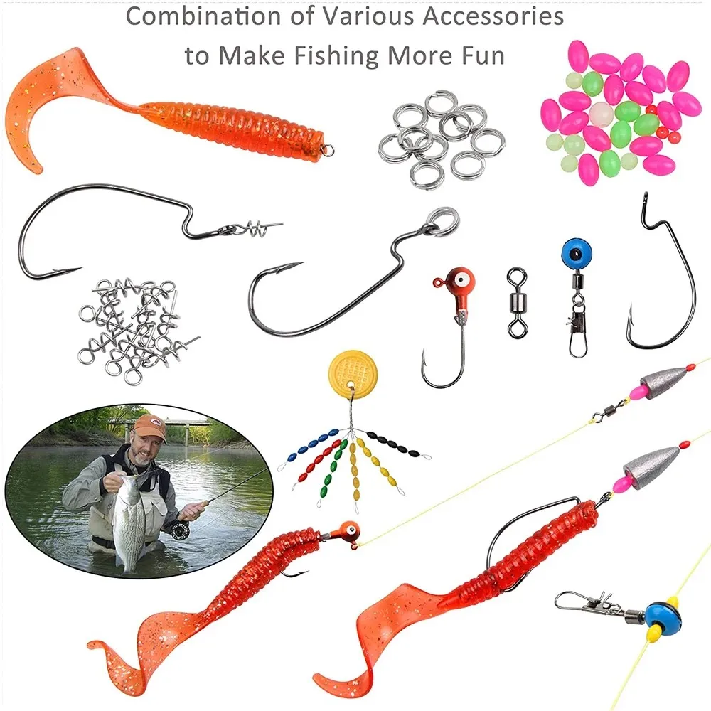 Kit Accesorios Pesca: Anzuelos Jig + Pesas Giratorias + Anillos Divididos - imagen 4