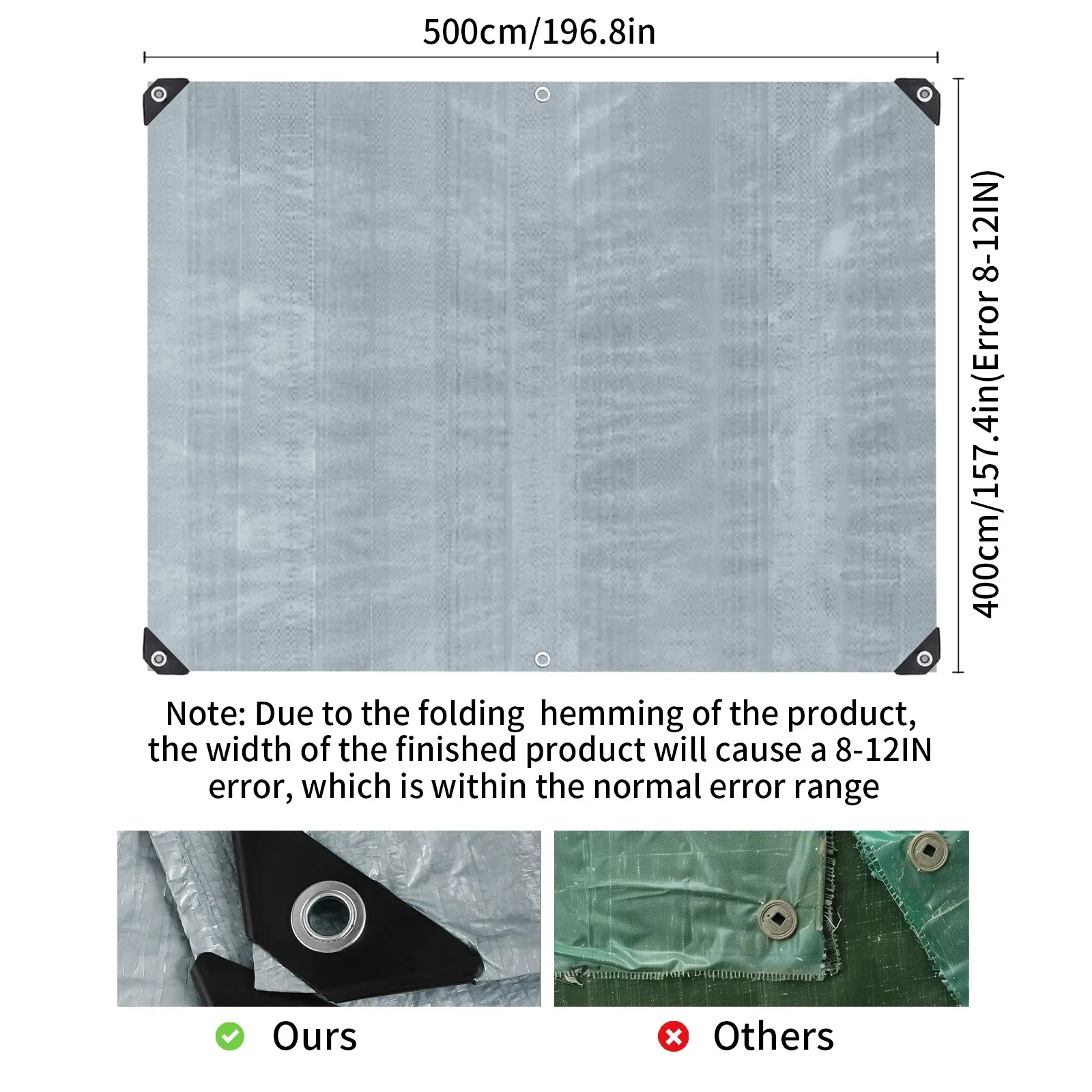 Lona impermeable de PE con ojales reforzados para piscina y jardín - imagen 4