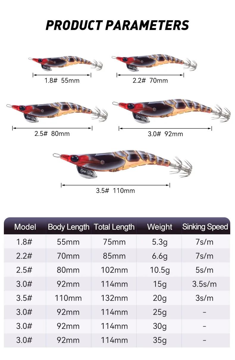 Múltiples opciones de color del señuelo