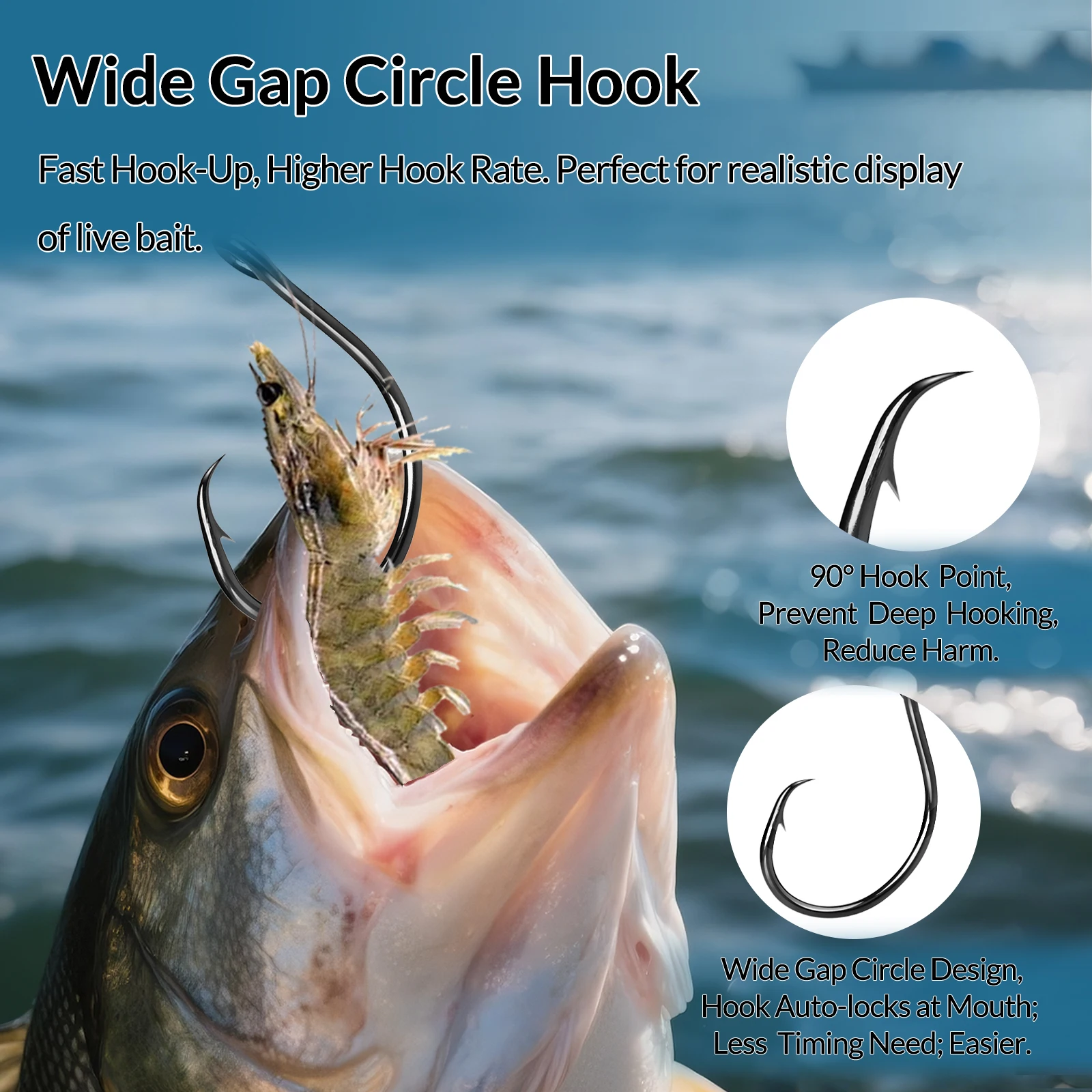 Anzuelo Circular Ancho para Lubina y Crappie – Agua salada y dulce - imagen 5