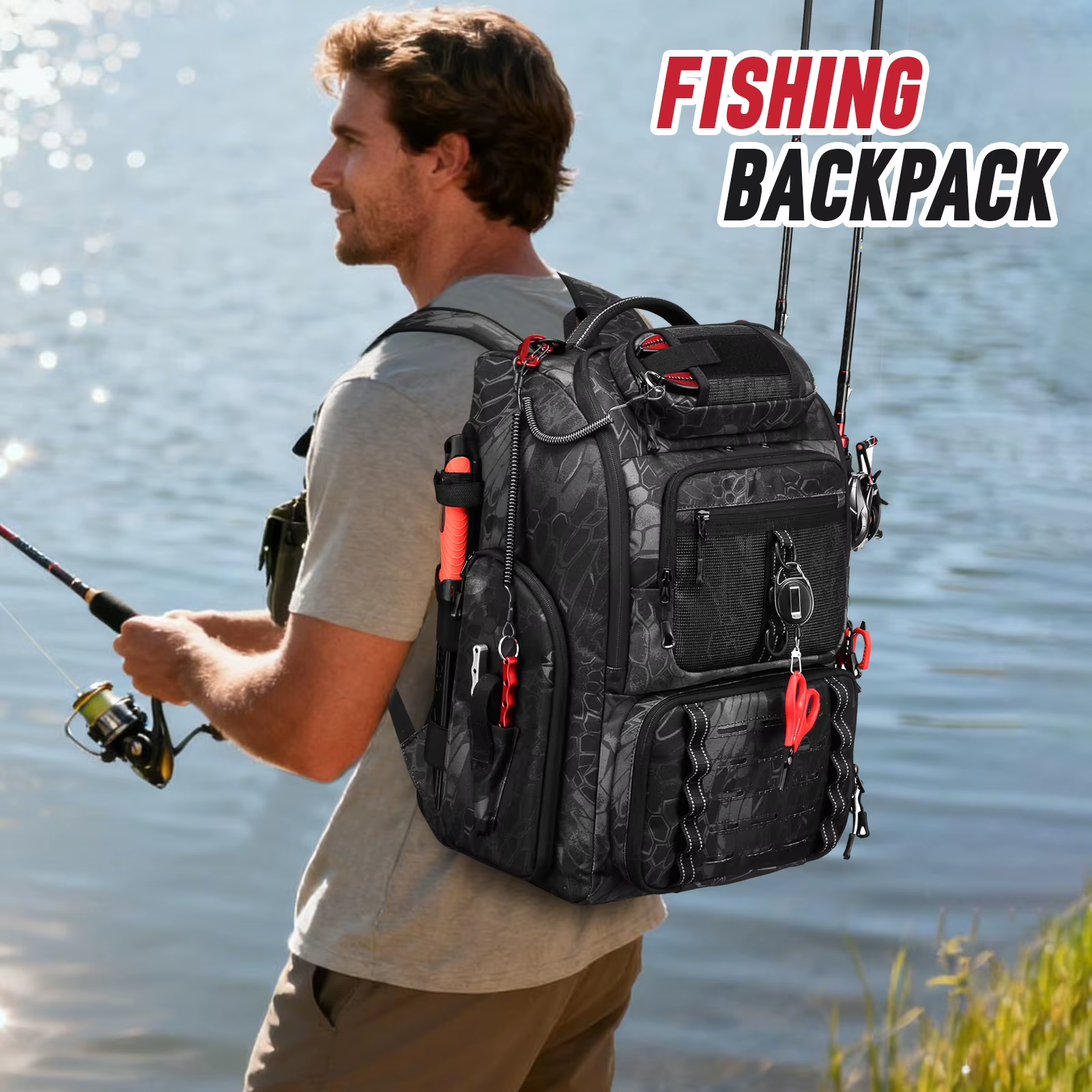 Mochila de pesca impermeable para aparejos y señuelos - imagen 2