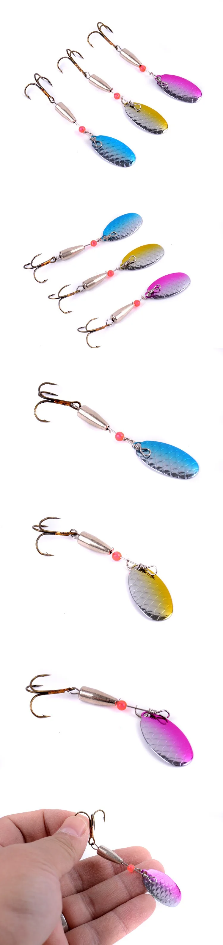 Señuelo de pesca tipo cuchara giratoria de 6 cm con colores brillantes