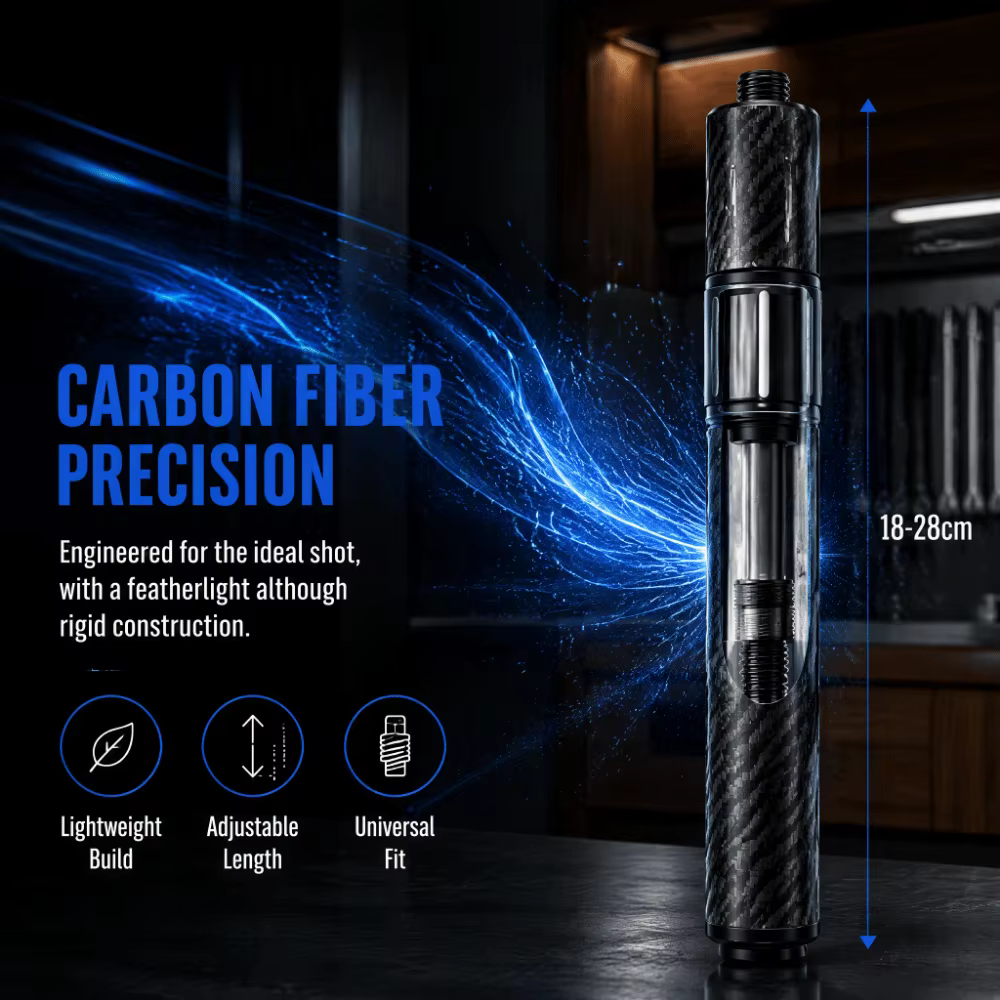 Extensión Telescópica Fibra Carbono para Taco Billar – Acabado Negro - imagen 5