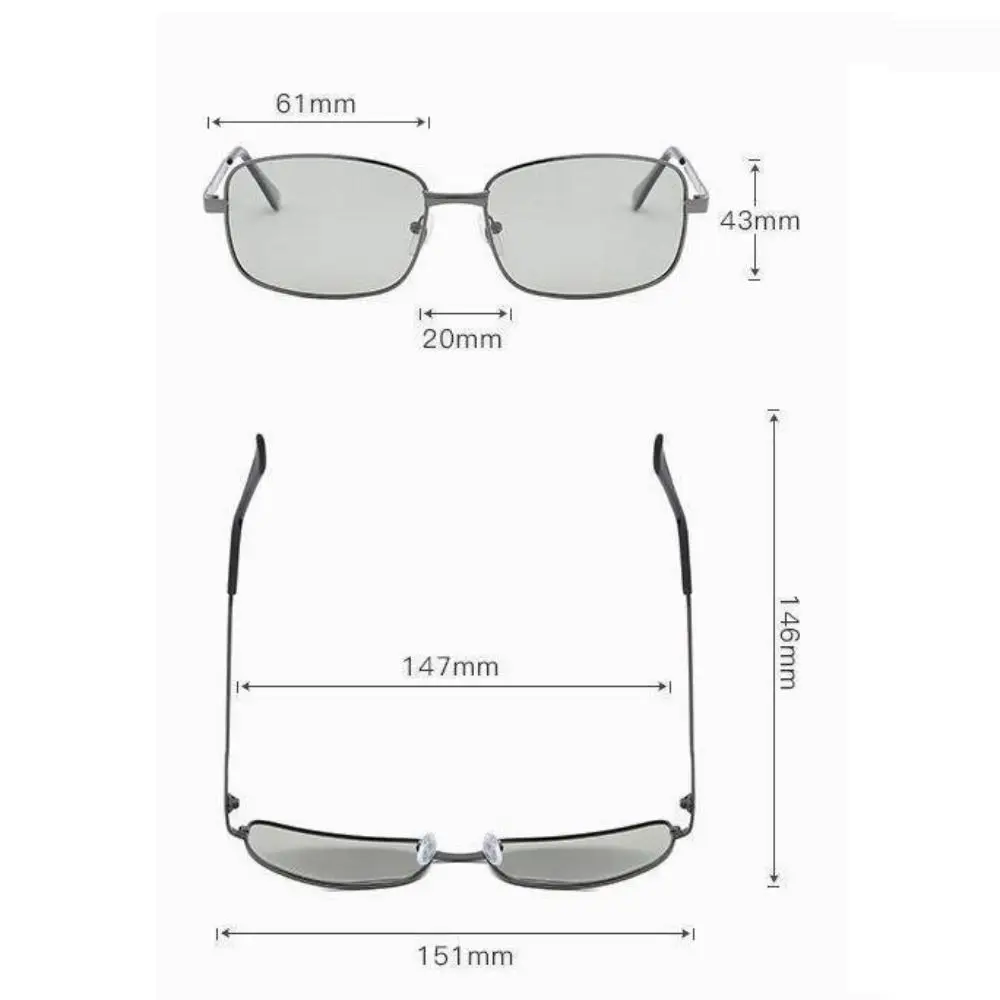 Vista frontal de las gafas fotocromáticas
