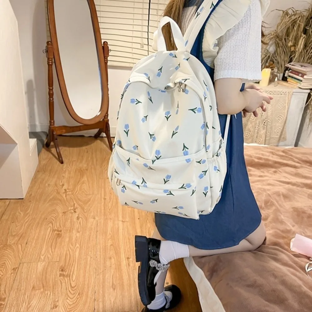 Mochila impermeable gran capacidad para mujer con diseño floral - imagen 2