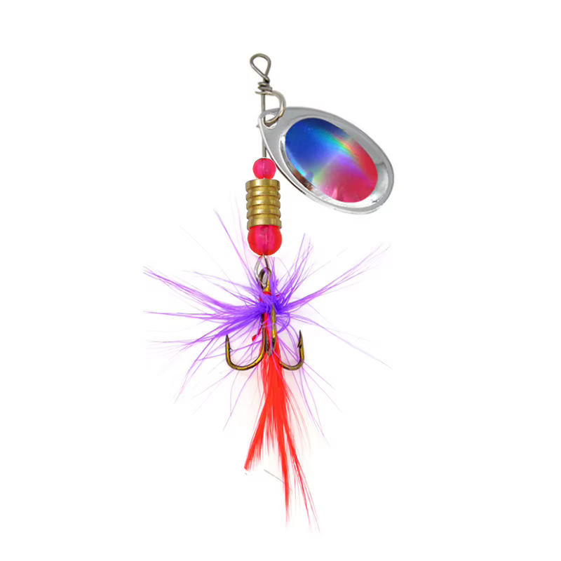 Señuelo Spinner con plumas – Cuchara metálica giratoria para pesca - imagen 5