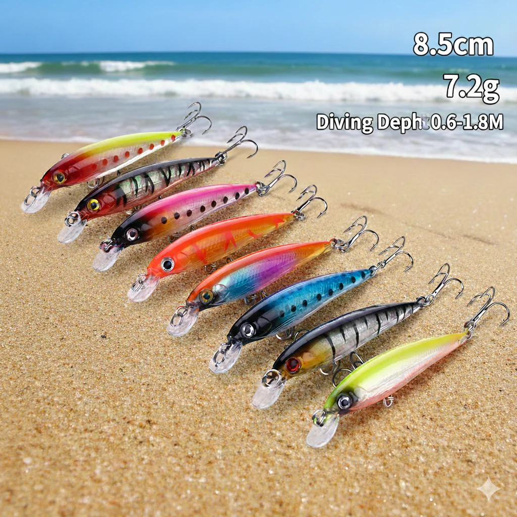 Señuelos Minnow 8.5cm – Cebo duro para lubina, trucha y lucio - imagen 3