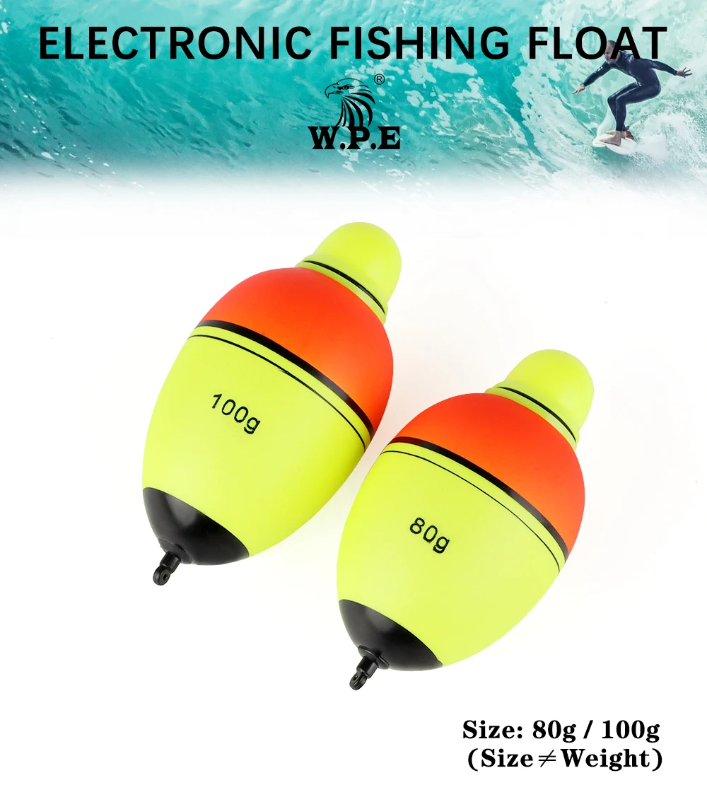 Flotador de pesca electrónico con luz LED encendida mostrando color rojo