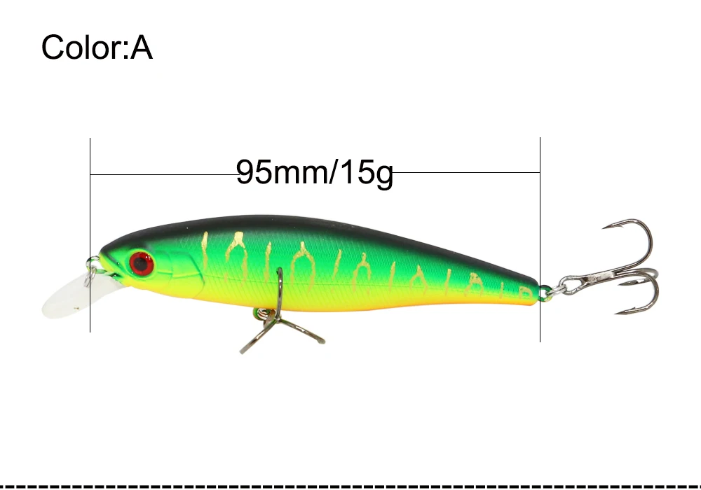 Vista lateral del cebo AI-SHOUYU Minnow mostrando su acabado detallado