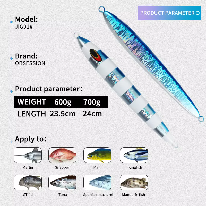 Obsession J91 Jig bait metalluminoso para pesca desde barco - imagen 5