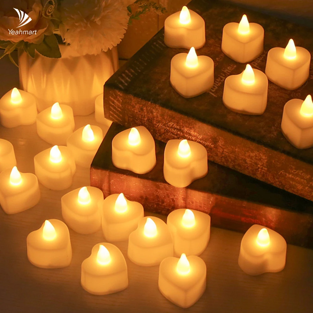 Vela LED sin llama forma corazón – Decoración eléctrica a pilas - imagen 3