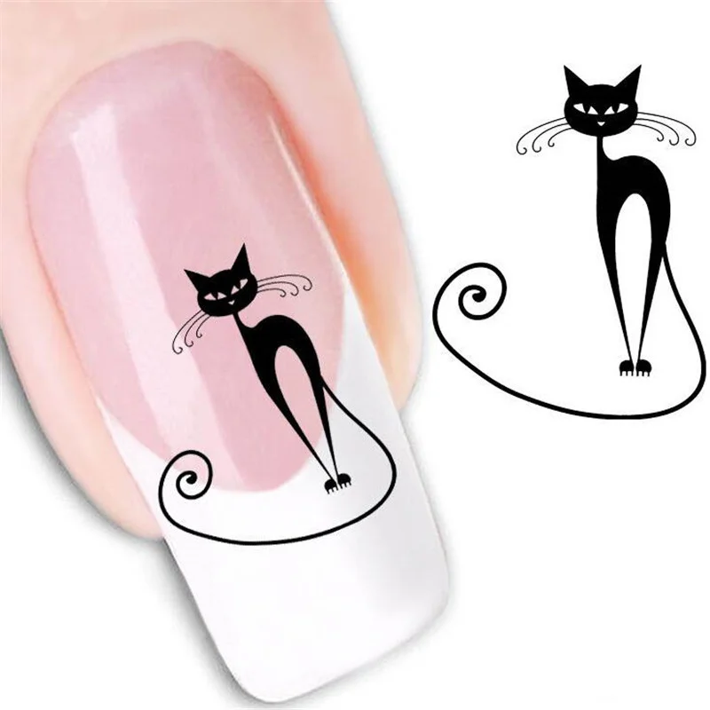 Calcomanías de uñas DIY - Patrones de gato negro