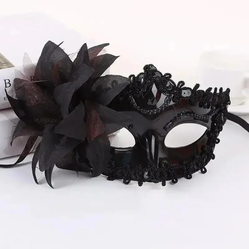 Máscara de encaje media cara con lirio para Halloween y cosplay - imagen 4