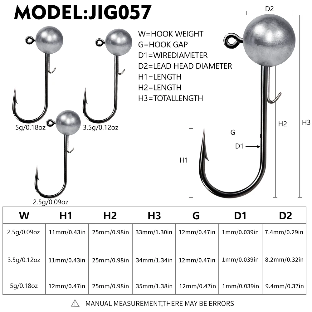 Anzuelos jig head de plomo redondo PROBEROS con retenedor – vinilo - imagen 5