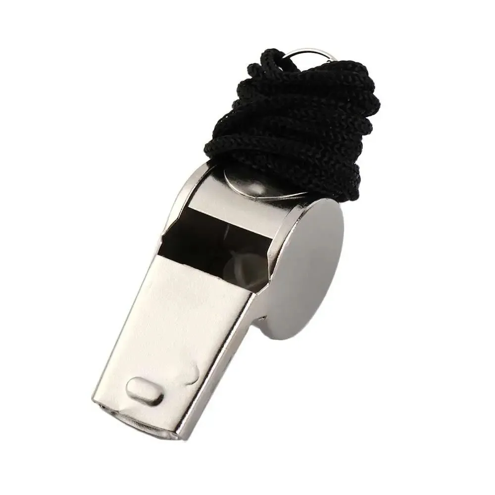 Silbato metálico fuerte de acero inoxidable con cuerda para eventos - imagen 2