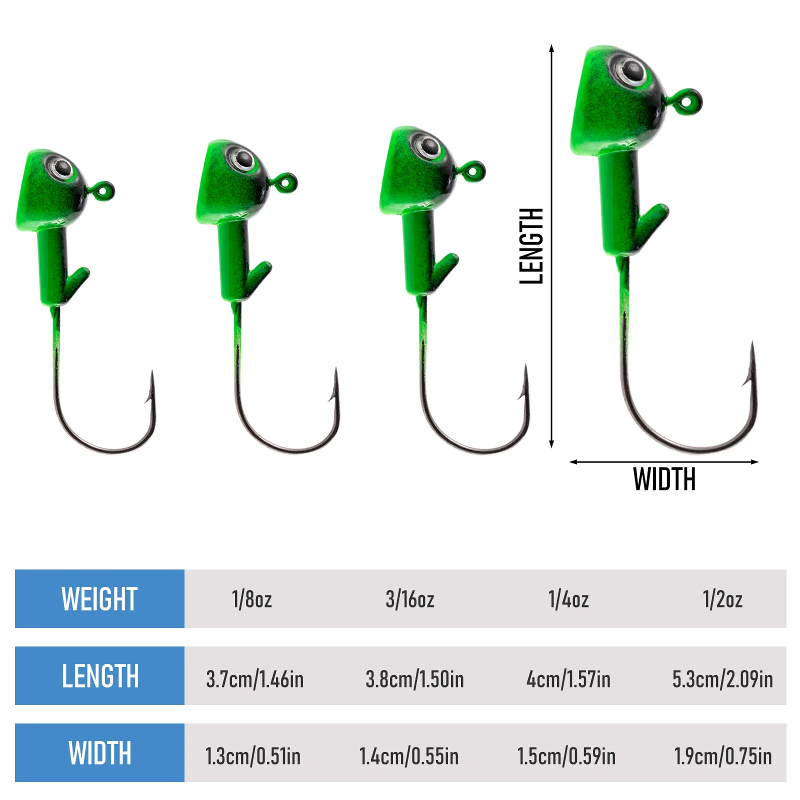 Walleye jig head kit con ojos 3D stand-up para swimbait