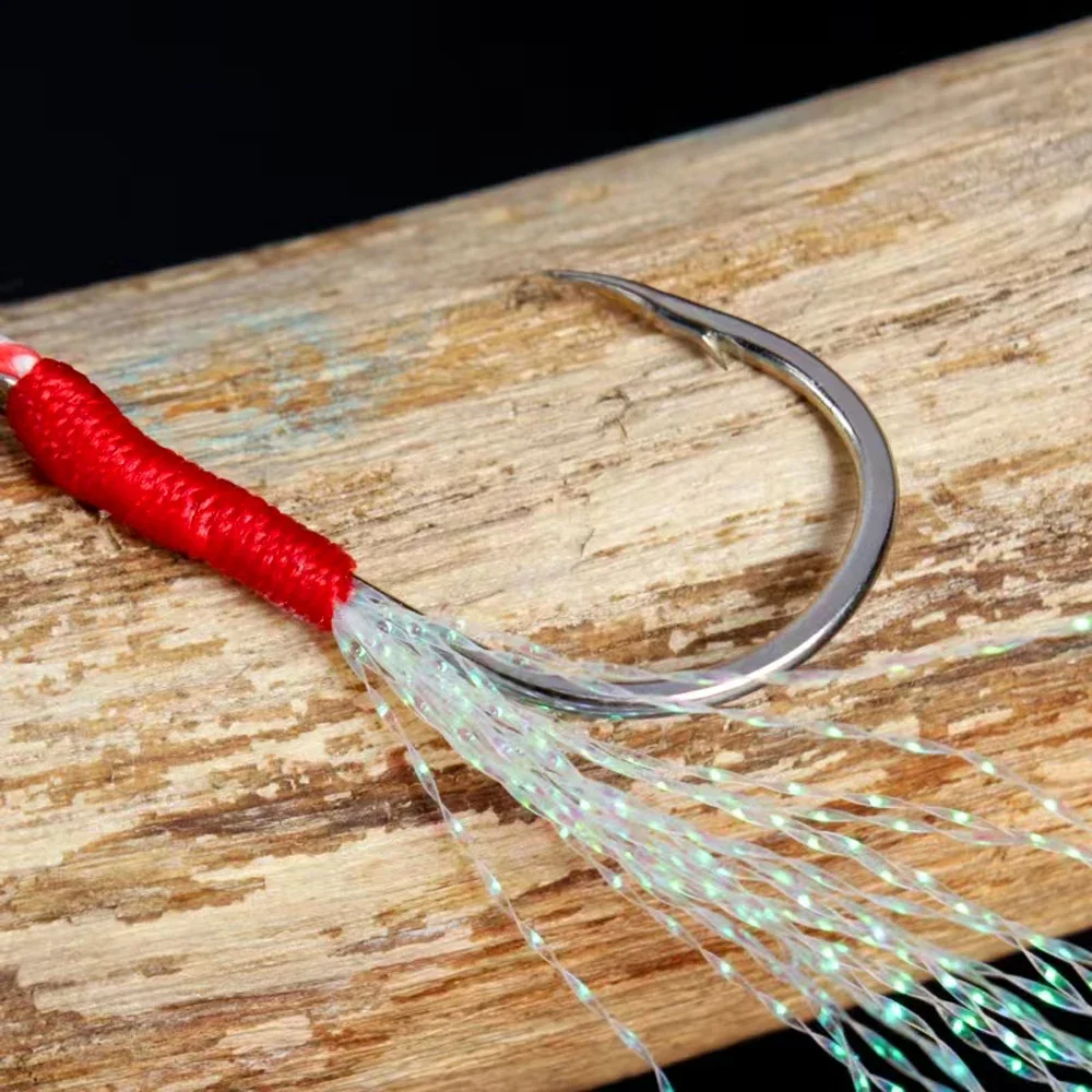 Anzuelos Assist para Slow Jigging – Pluma, púas y acero alto carbono - imagen 4